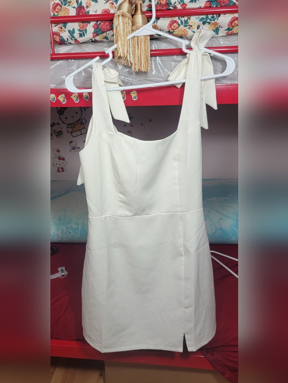 Lulu's Cream Mini Dress with Tie Straps
